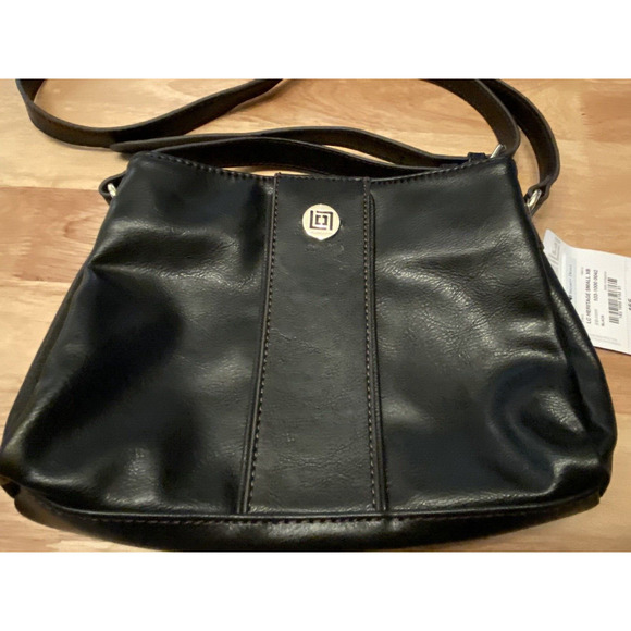 Liz Claiborne Black LC Heritage Small XB Crossbody Purse, Classic Leather, NEW - Picture 1 of 13